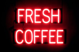 FRESH COFFEE illuminated LED signage that uses interchangeable letters to make window signs for your café