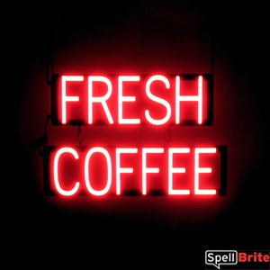 FRESH COFFEE illuminated LED signage that uses interchangeable letters to make window signs for your café