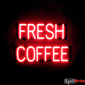 FRESH COFFEE illuminated LED signage that uses interchangeable letters to make window signs for your café