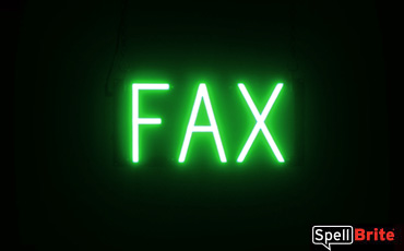 Fax sign, featuring LED lights that look like neon Fax signs
