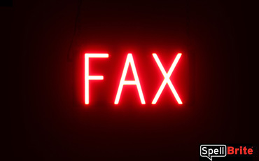 Fax sign, featuring LED lights that look like neon Fax signs