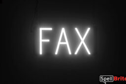 Fax sign, featuring LED lights that look like neon Fax signs