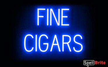 FINE CIGARS sign, featuring LED lights that look like neon FINE CIGARS signs