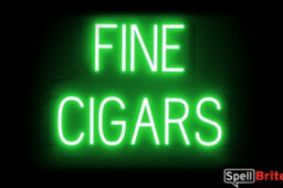 FINE CIGARS sign, featuring LED lights that look like neon FINE CIGARS signs