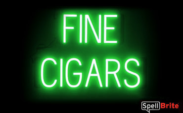 FINE CIGARS sign, featuring LED lights that look like neon FINE CIGARS signs
