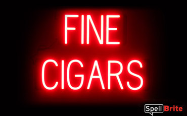 FINE CIGARS sign, featuring LED lights that look like neon FINE CIGARS signs