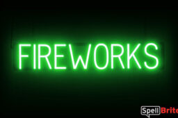 Fireworks sign, featuring LED lights that look like neon Fireworks signs