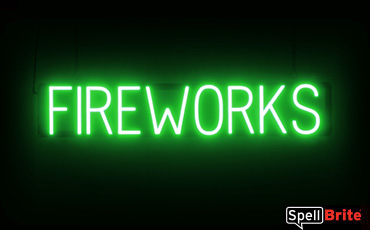Fireworks sign, featuring LED lights that look like neon Fireworks signs