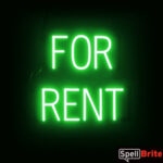 FOR RENT sign, featuring LED lights that look like neon FOR RENT signs