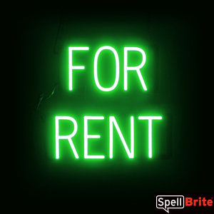 FOR RENT Sign – SpellBrite’s LED Sign Alternative to Neon FOR RENT Signs for Businesses in Green
