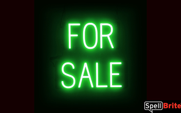 FOR SALE sign, featuring LED lights that look like neon FOR SALE signs