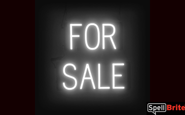 FOR SALE sign, featuring LED lights that look like neon FOR SALE signs