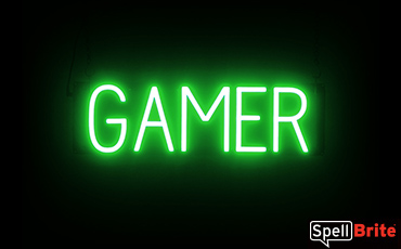 GAMER sign, featuring LED lights that look like neon GAMER signs
