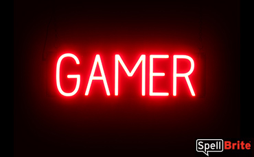 GAMER sign, featuring LED lights that look like neon GAMER signs