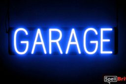 GARAGE sign, featuring LED lights that look like neon GARAGE signs