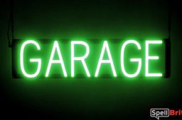 GARAGE sign, featuring LED lights that look like neon GARAGE signs