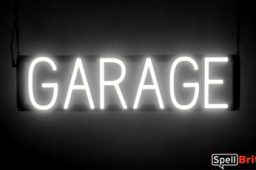 GARAGE sign, featuring LED lights that look like neon GARAGE signs