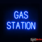 GAS STATION sign, featuring LED lights that look like neon GAS STATION signs