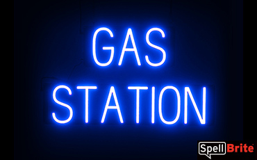 GAS STATION sign, featuring LED lights that look like neon GAS STATION signs