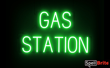 GAS STATION sign, featuring LED lights that look like neon GAS STATION signs