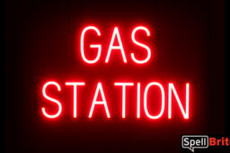 GAS STATION sign, featuring LED lights that look like neon GAS STATION signs