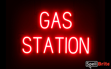 GAS STATION sign, featuring LED lights that look like neon GAS STATION signs