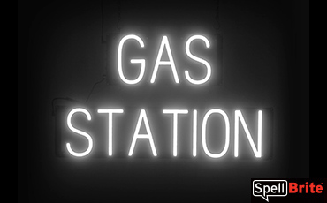 GAS STATION sign, featuring LED lights that look like neon GAS STATION signs