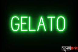 GELATO sign, featuring LED lights that look like neon GELATO signs