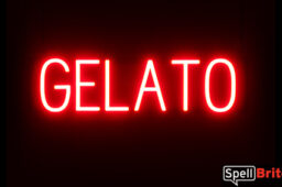 GELATO sign, featuring LED lights that look like neon GELATO signs