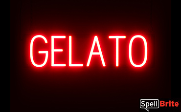 GELATO sign, featuring LED lights that look like neon GELATO signs
