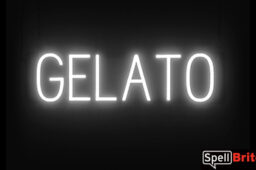 GELATO sign, featuring LED lights that look like neon GELATO signs