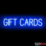 GIFT CARDS sign, featuring LED lights that look like neon GIFT CARD signs