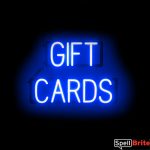 GIFT CARDS sign, featuring LED lights that look like neon GIFT CARD signs