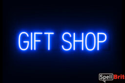 GIFT SHOP sign, featuring LED lights that look like neon GIFT SHOP signs