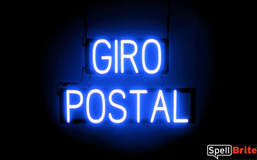 GIRO POSTAL sign, featuring LED lights that look like neon GIRO POSTAL signs