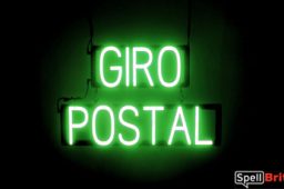 GIRO POSTAL sign, featuring LED lights that look like neon GIRO POSTAL signs
