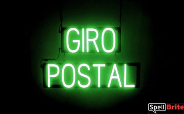 GIRO POSTAL sign, featuring LED lights that look like neon GIRO POSTAL signs