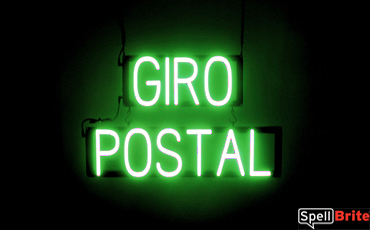 GIRO POSTAL sign, featuring LED lights that look like neon GIRO POSTAL signs