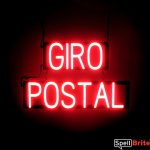 GIRO POSTAL sign, featuring LED lights that look like neon GIRO POSTAL signs