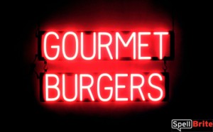 GOURMET BURGERS lighted LED signs that look like neon signage for your bar
