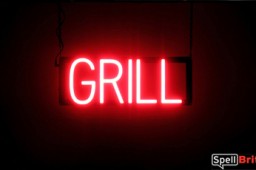 GRILL sign, featuring LED lights that look like neon GRILL signs