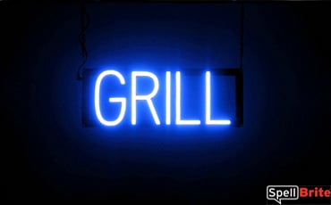 GRILL sign, featuring LED lights that look like neon GRILL signs