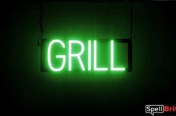 GRILL sign, featuring LED lights that look like neon GRILL signs