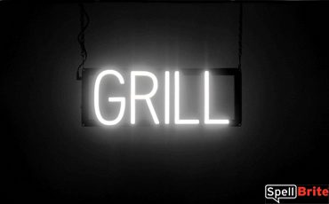 GRILL sign, featuring LED lights that look like neon GRILL signs