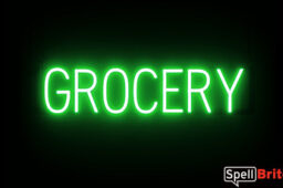 GROCERY sign, featuring LED lights that look like neon GROCERY signs