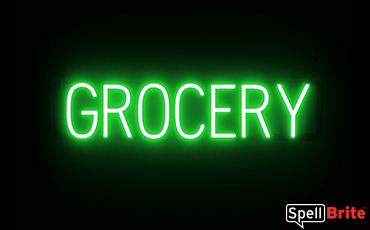GROCERY sign, featuring LED lights that look like neon GROCERY signs