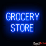 GROCERY STORE sign, featuring LED lights that look like neon GROCERY STORE signs