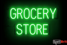 GROCERY STORE sign, featuring LED lights that look like neon GROCERY STORE signs