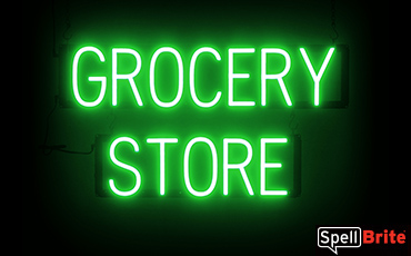 GROCERY STORE sign, featuring LED lights that look like neon GROCERY STORE signs