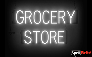 GROCERY STORE sign, featuring LED lights that look like neon GROCERY STORE signs
